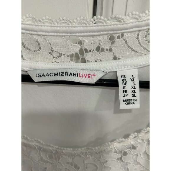 Isaac Mizrahi Live! Lace Sleeveless Tank Top White Sz Large Boho Minimalist - Picture 5 of 9